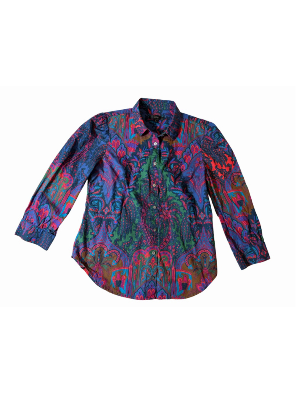 J.Crew Women’s 2 Multicolor Paisley Cotton Button Down Shirt Boho Floral